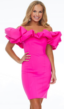 Load image into Gallery viewer, Off Shoulder Scuba Cocktail Dress with Oversized Ruffle