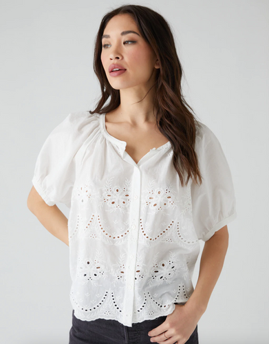 Short Sleeve Eyelet Top