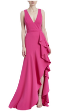 Load image into Gallery viewer, V-Neck Ruffle Side-Swept Gown
