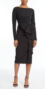 Bow Ruffle Scuba Cocktail Dress