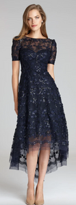 Lace Short Sleeve Tea-Length Dress