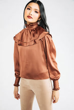 Load image into Gallery viewer, Brown Satin Melanie Blouse