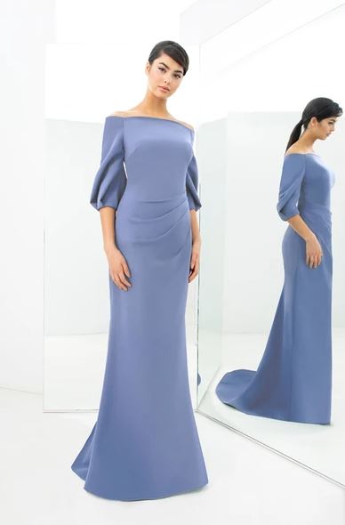 Delphi Blue Puff Sleeve Gown