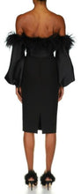 Load image into Gallery viewer, Feather Trim Off-the-Shoulder Cocktail Dress