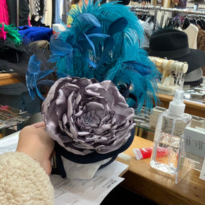 Turquoise and navy fascinator