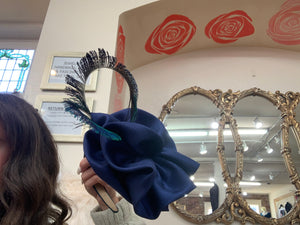 Navy Ruffle and Peacock Fascinator Polly Singer