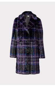 Faux Fur Window Pane Coat
