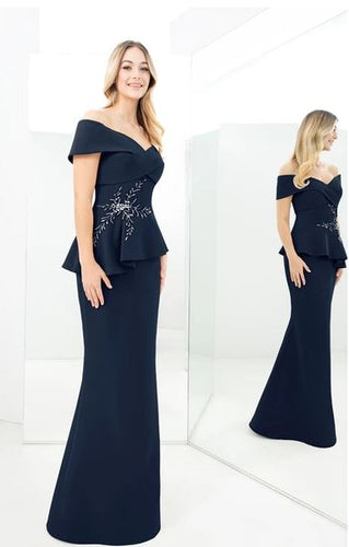 Navy Peplum Gown