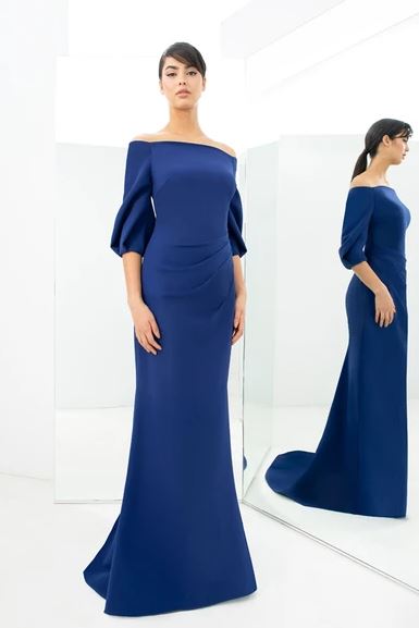 Indigo Puff Sleeve Gown