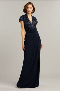 Percy Sequin Embroidered Crepe Gown