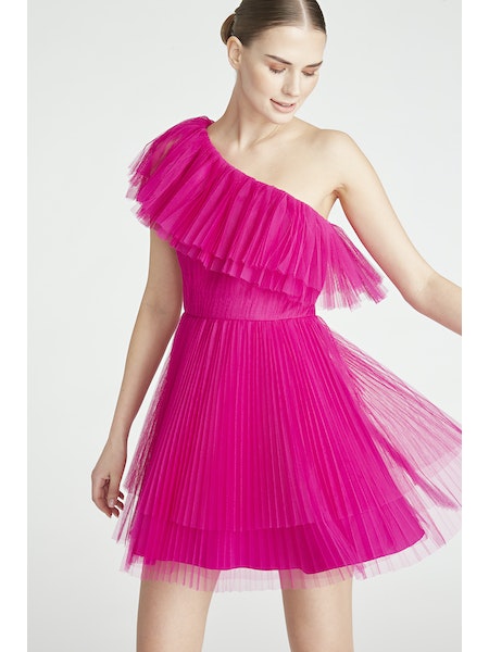 One Shoulder Tulle Short Dress