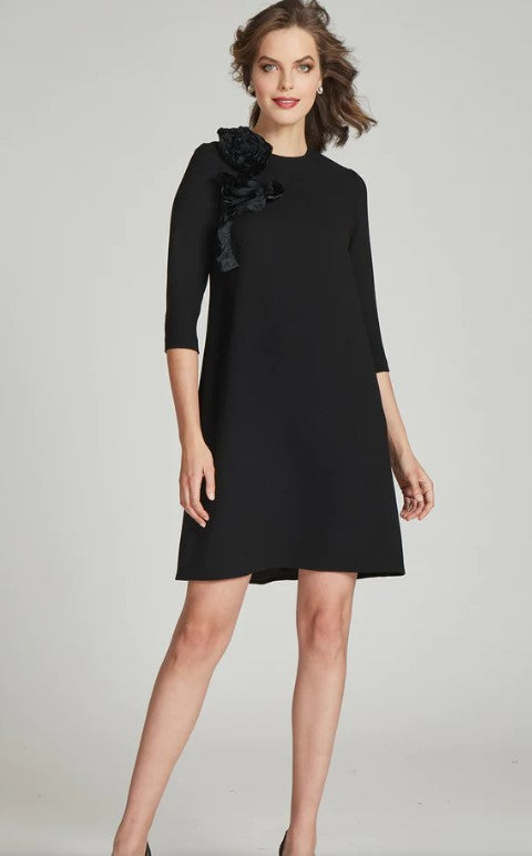 Crepe Cocktail Dress With 3D Flower