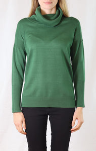 Cowl Neck Sweater High Low Trim