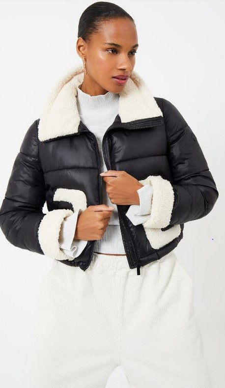 Puffer Coat With Contrast Trim